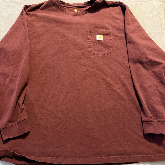 Carhartt Other - Carhartt Original Fit Long Sleeve Burgundy T-Shirt Mens 3XL Heavyweight Pocket